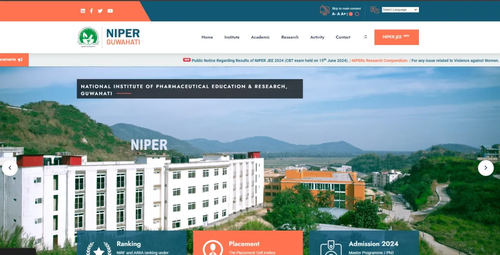 About National Institute of Pharmaceutical Education and Research (NIPER), Guwahati